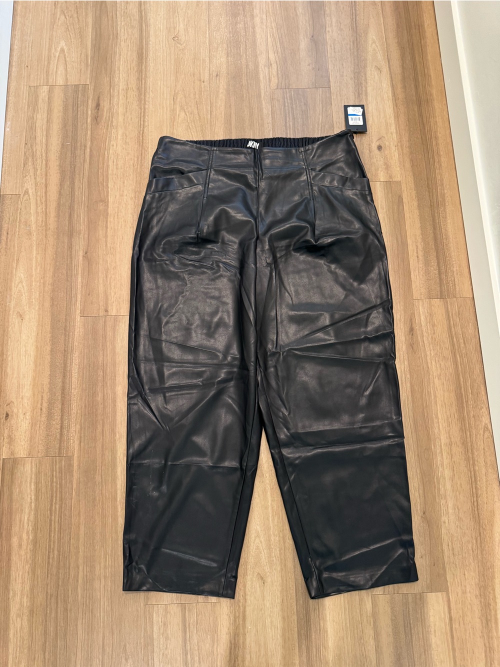 DKNY women’s size XL Black Faux Leather Straight-Leg Pants - NWT